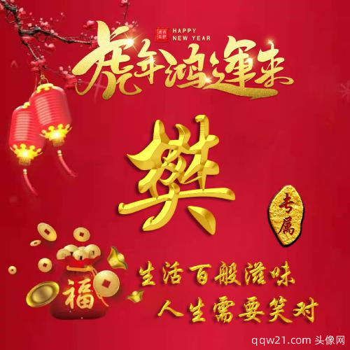 2023年虎年姓氏头像红色