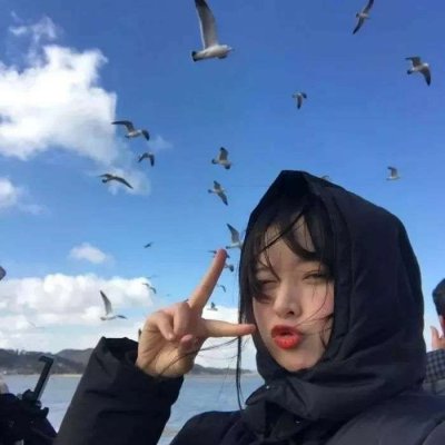 清新头像女生蓝色