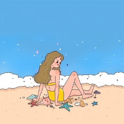 头像女可爱小清新侧脸 手绘