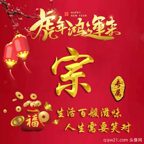2023虎年专用头像红色姓氏